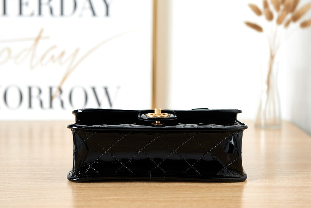 Chanel AS3653 Small Flap Bag with Top Handle Skin Black