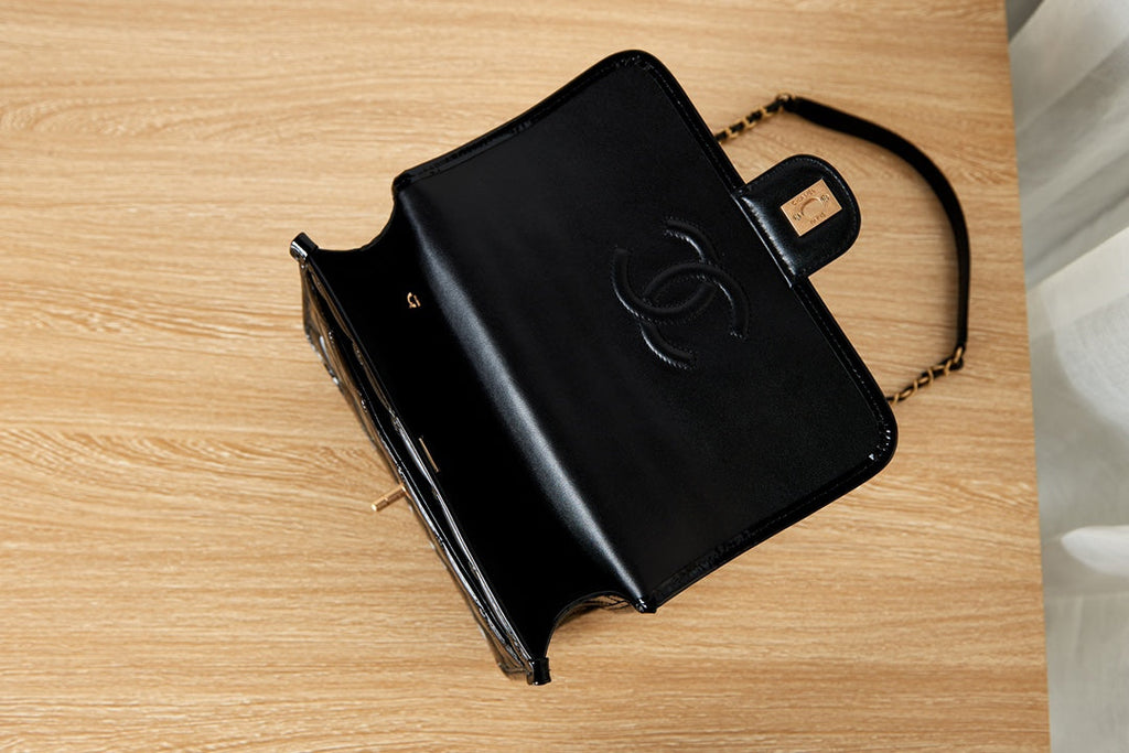 Chanel AS3653 Small Flap Bag with Top Handle Skin Black