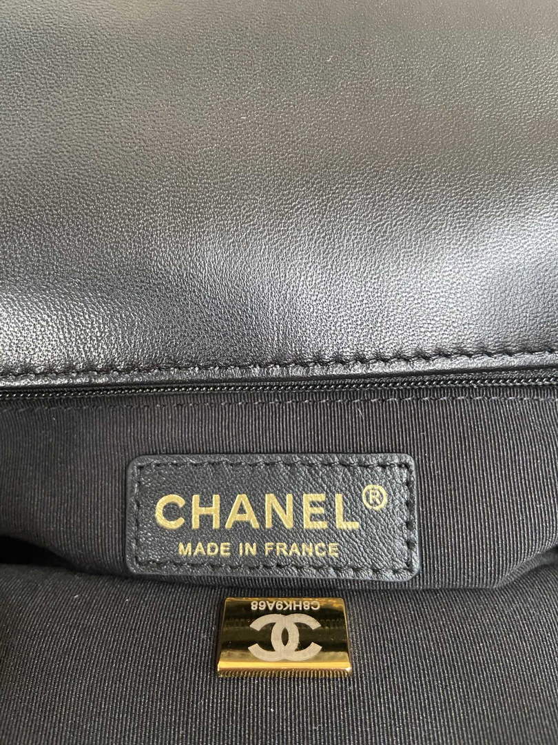 Chanel AS3653 Small Flap Bag with Top Handle Wool Tweed Black