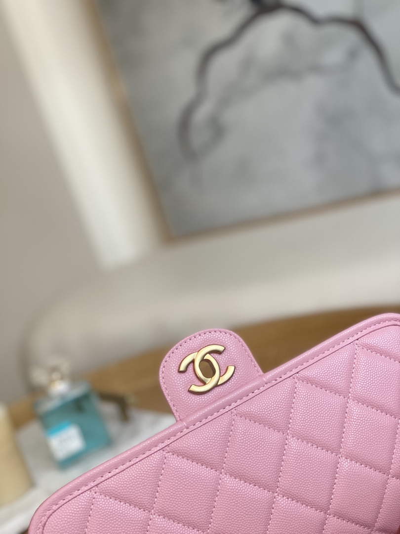 Chanel AS3653 Small Flap Bag with Top Handle Pink Calfskin