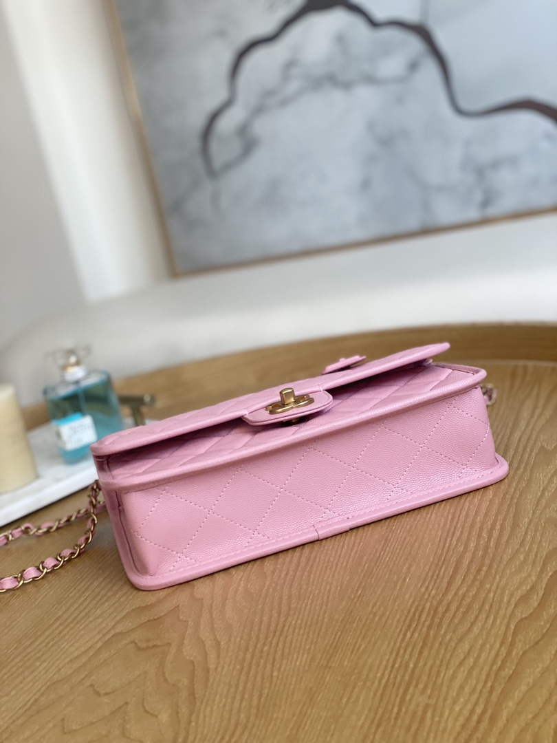 Chanel AS3653 Small Flap Bag with Top Handle Pink Calfskin
