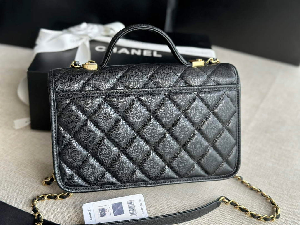 Chanel AS3653 Small Flap Bag with Top Handle Calfskin Black