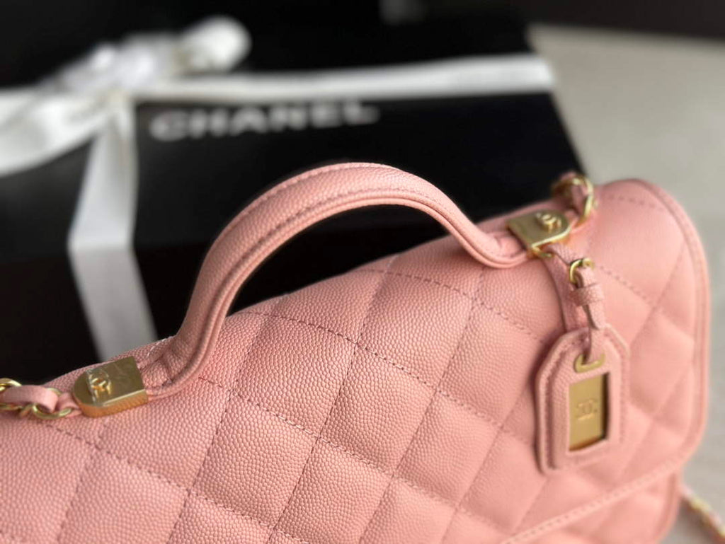 Chanel AS3653 Small Flap Bag with Top Handle Calfskin Pink