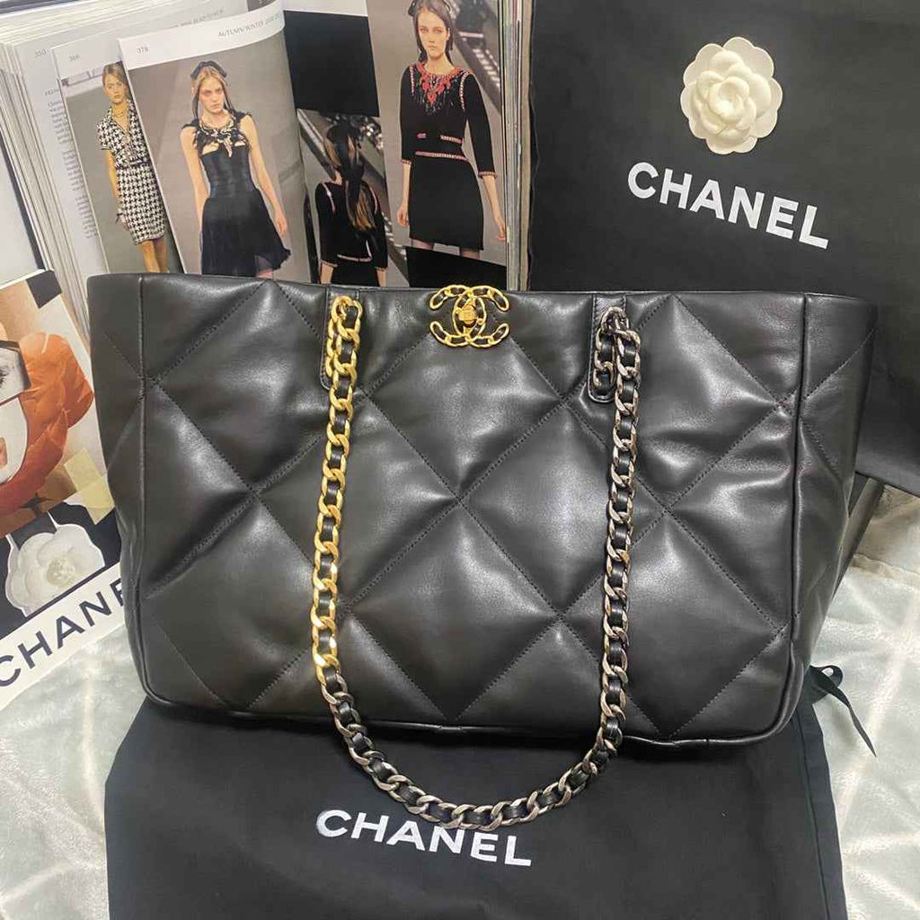 Chanel AS3660 19 Shopping Bag Lambskin Black