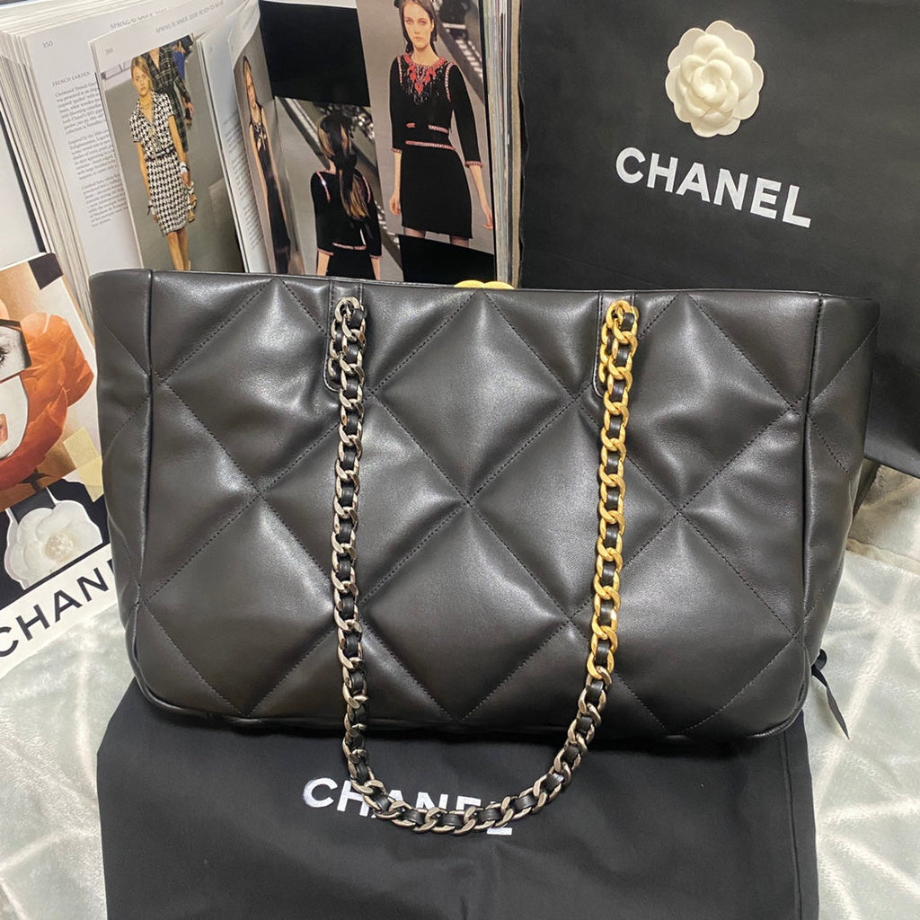 Chanel AS3660 19 Shopping Bag Lambskin Black