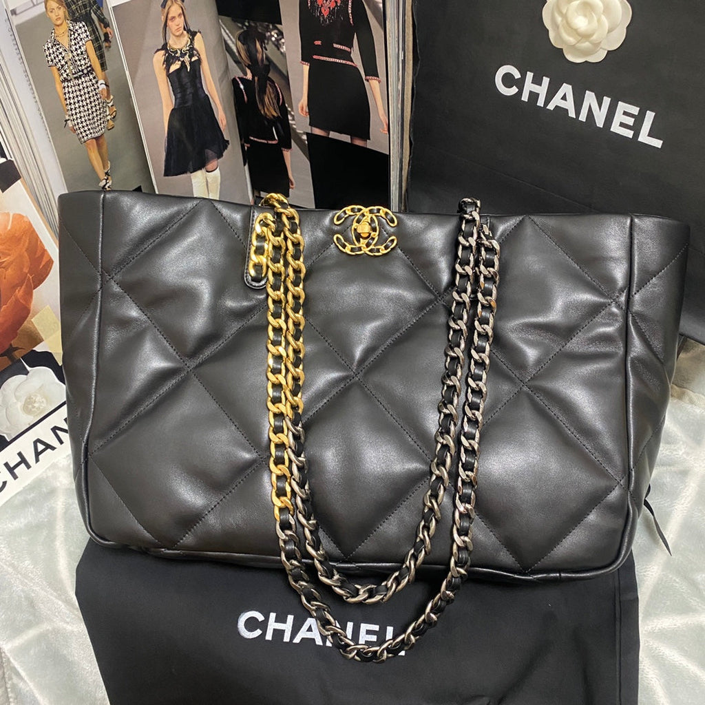 Chanel AS3660 19 Shopping Bag Lambskin Black