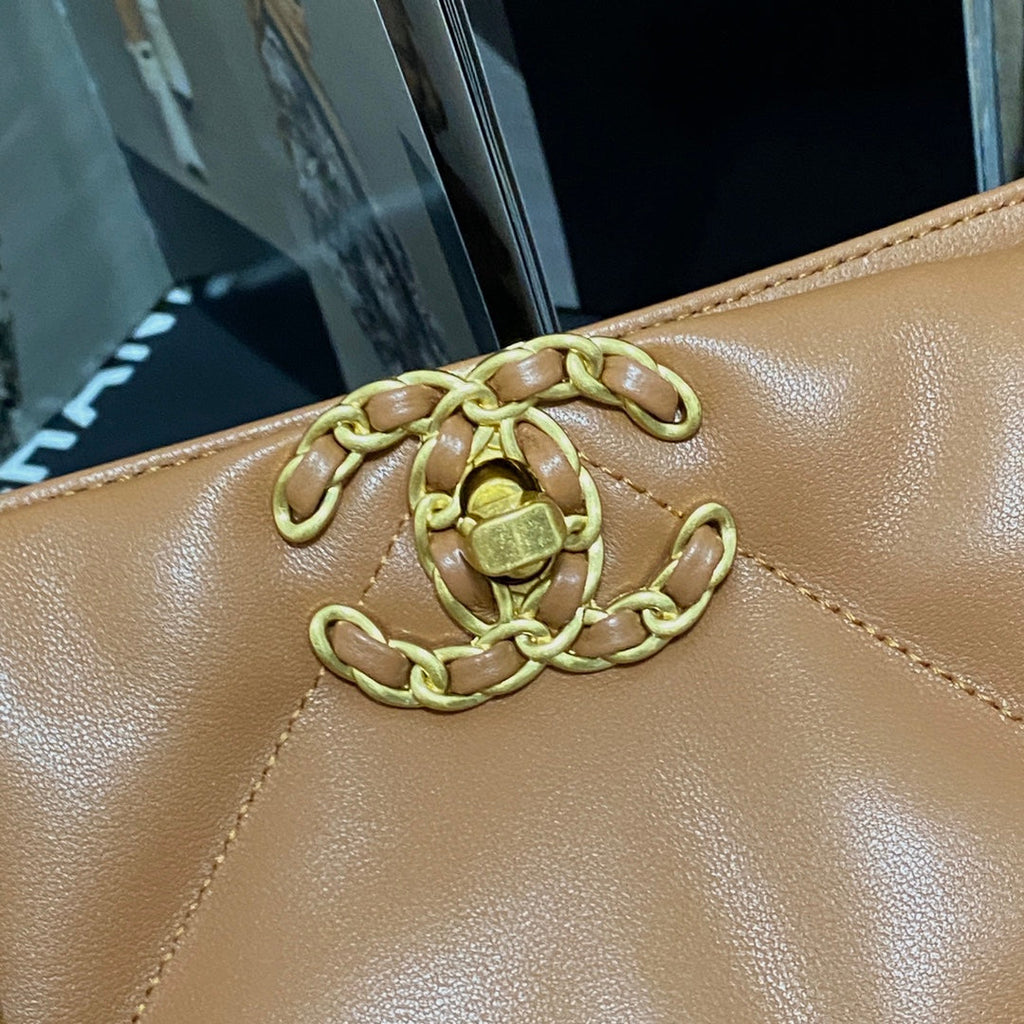 Chanel AS3660 19 Shopping Bag Lambskin Tan