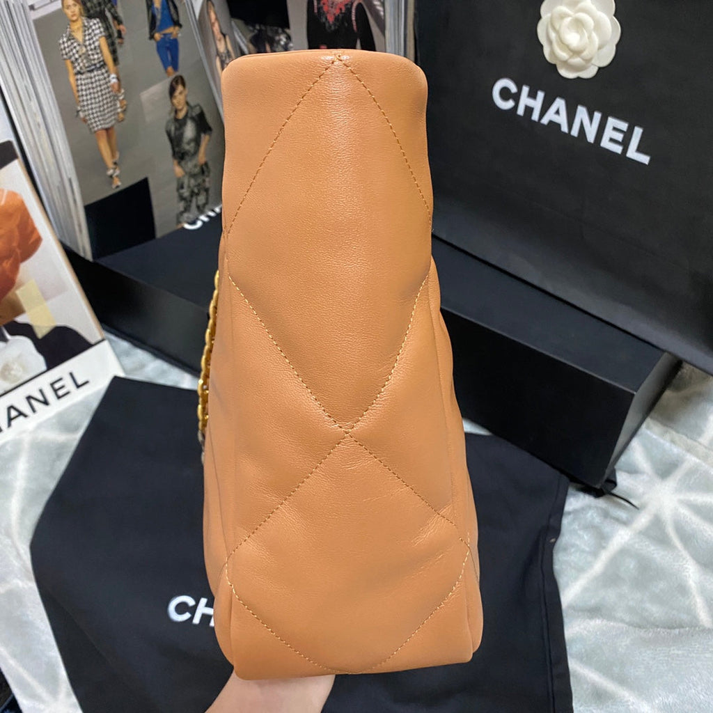 Chanel AS3660 19 Shopping Bag Lambskin Tan