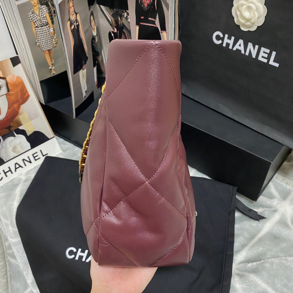 Chanel AS3660 19 Shopping Bag Lambskin Dark Brown