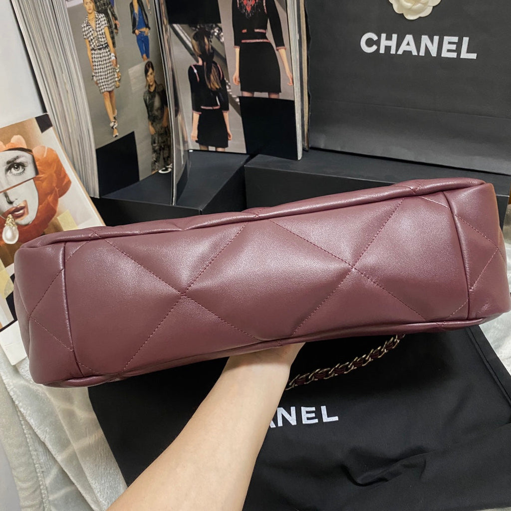 Chanel AS3660 19 Shopping Bag Lambskin Dark Brown