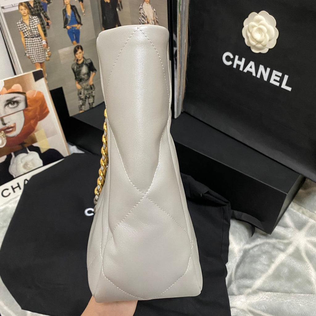 Chanel AS3660 19 Shopping Bag Lambskin Gray
