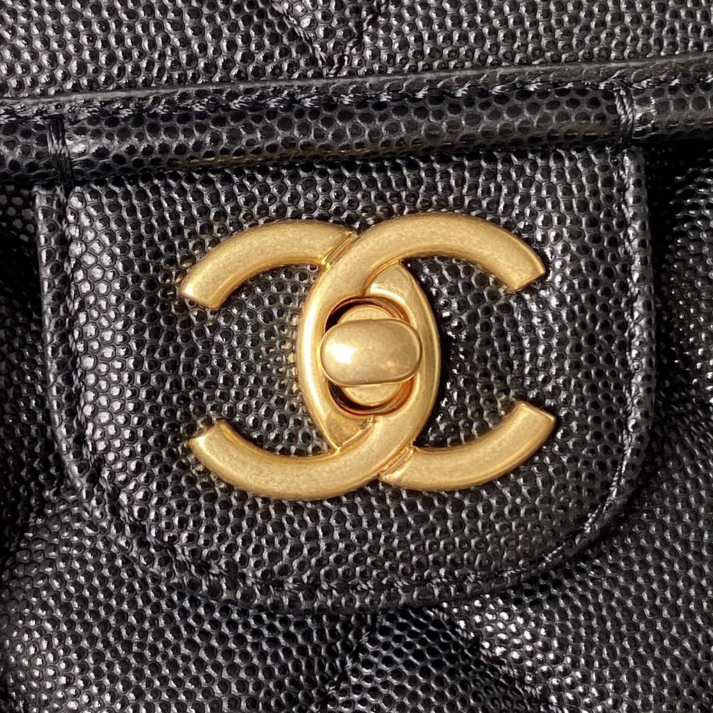 Chanel AS3662 Large Backpack Grained Calfskin gold-tone metal Black