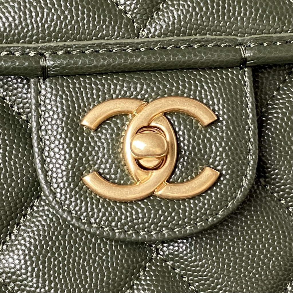 Chanel AS3662 Large Backpack Grained Calfskin gold-tone metal Green