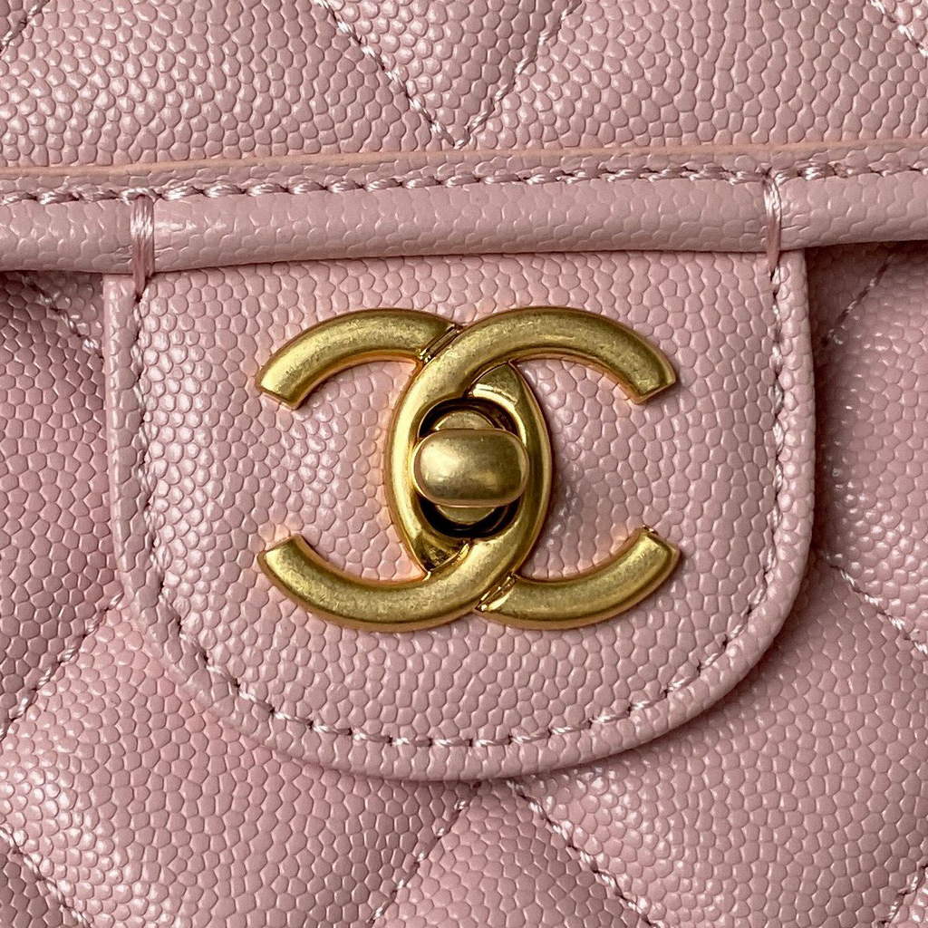 Chanel AS3662 Large Backpack Grained Calfskin gold-tone metal Pink
