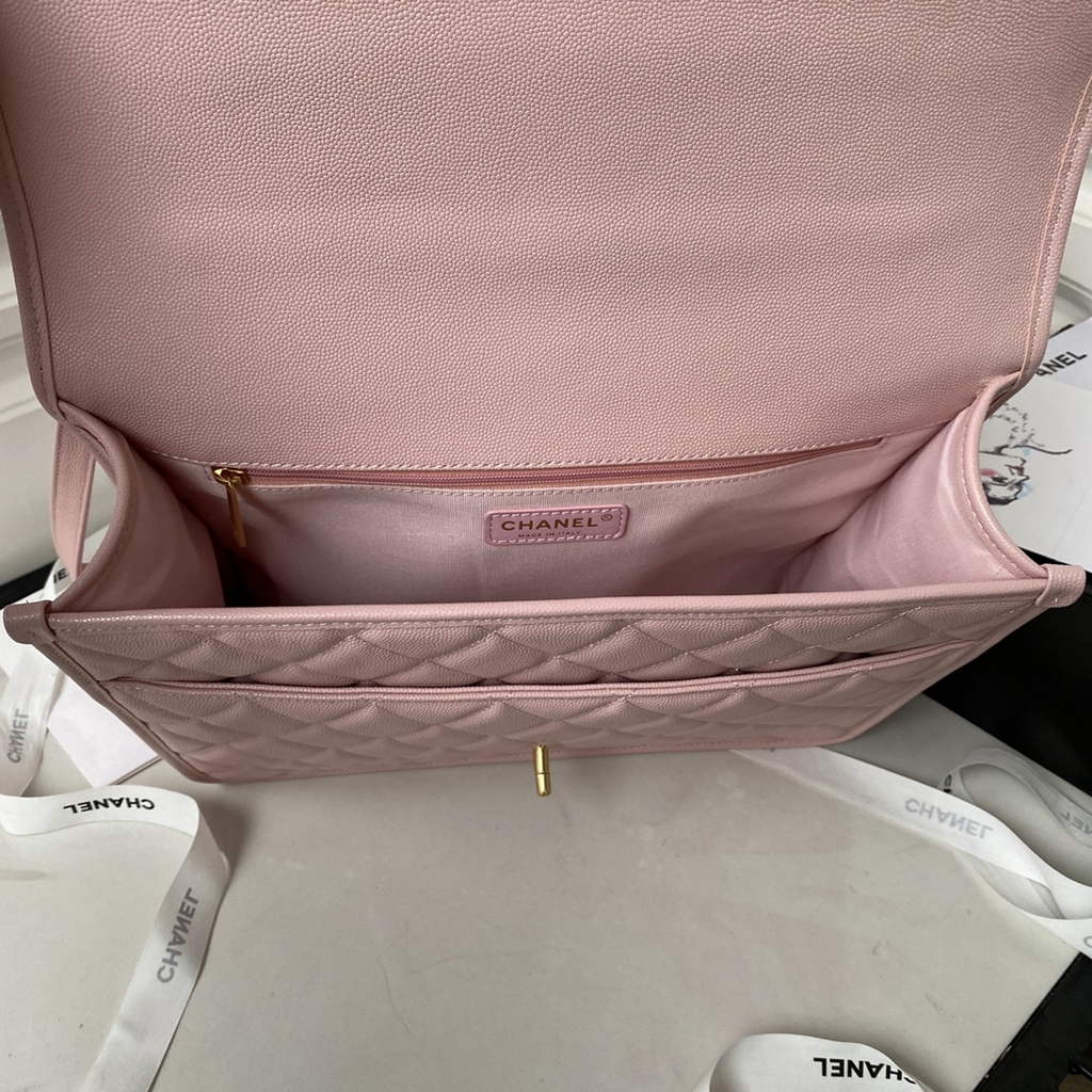 Chanel AS3662 Large Backpack Grained Calfskin gold-tone metal Pink
