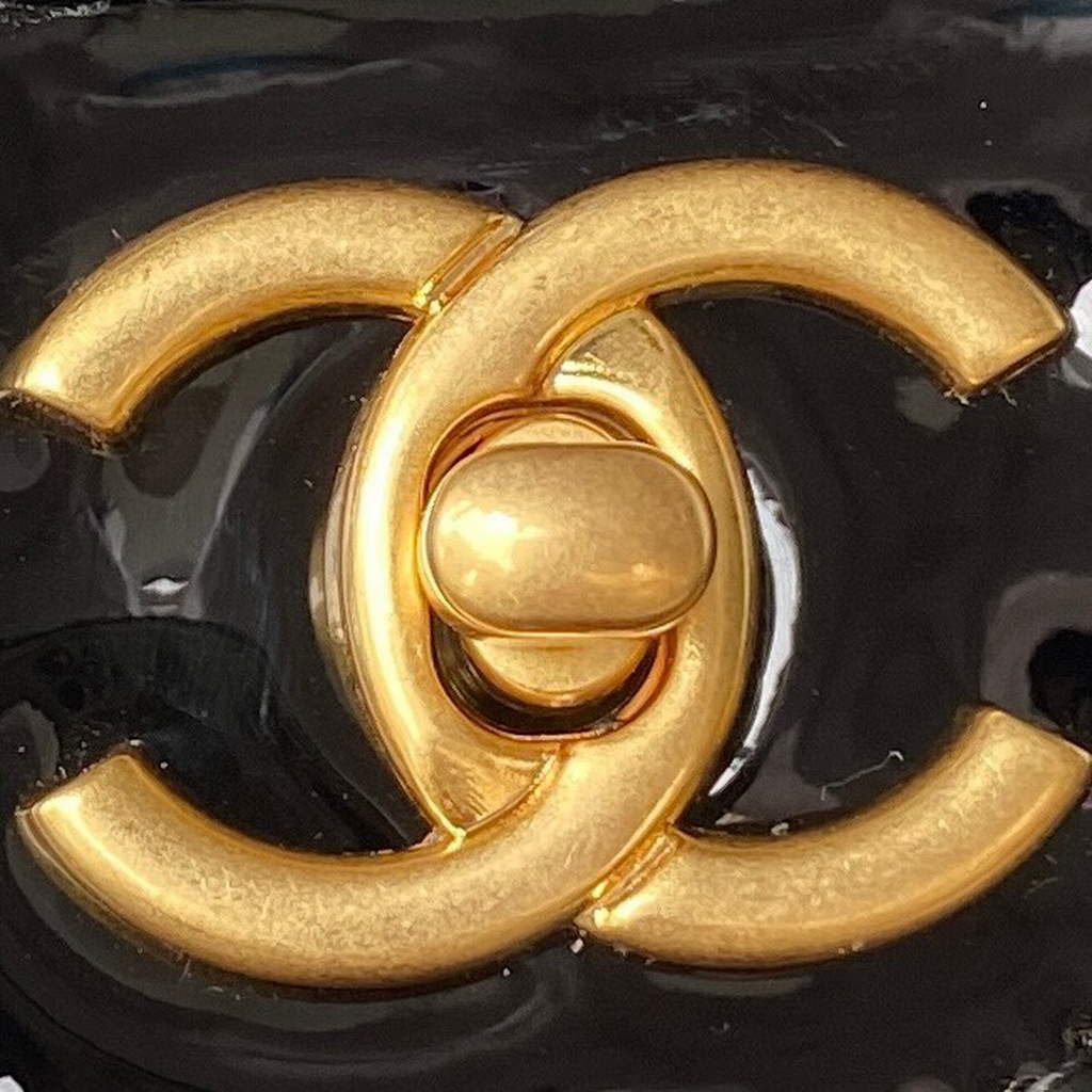 Chanel AS3662 Large Backpack Patent calfskin gold-tone metal Black