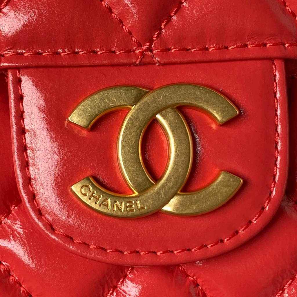 Chanel AS3690 Hobo Bag Shiny crumpled calfskin Red gold