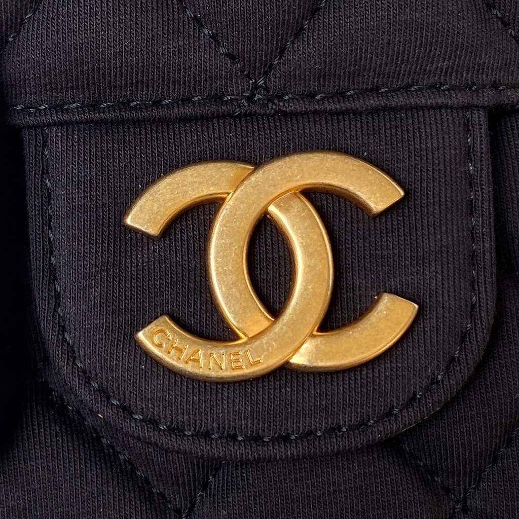 Chanel AS3690 Hobo Bag Wool Jersey Black gold
