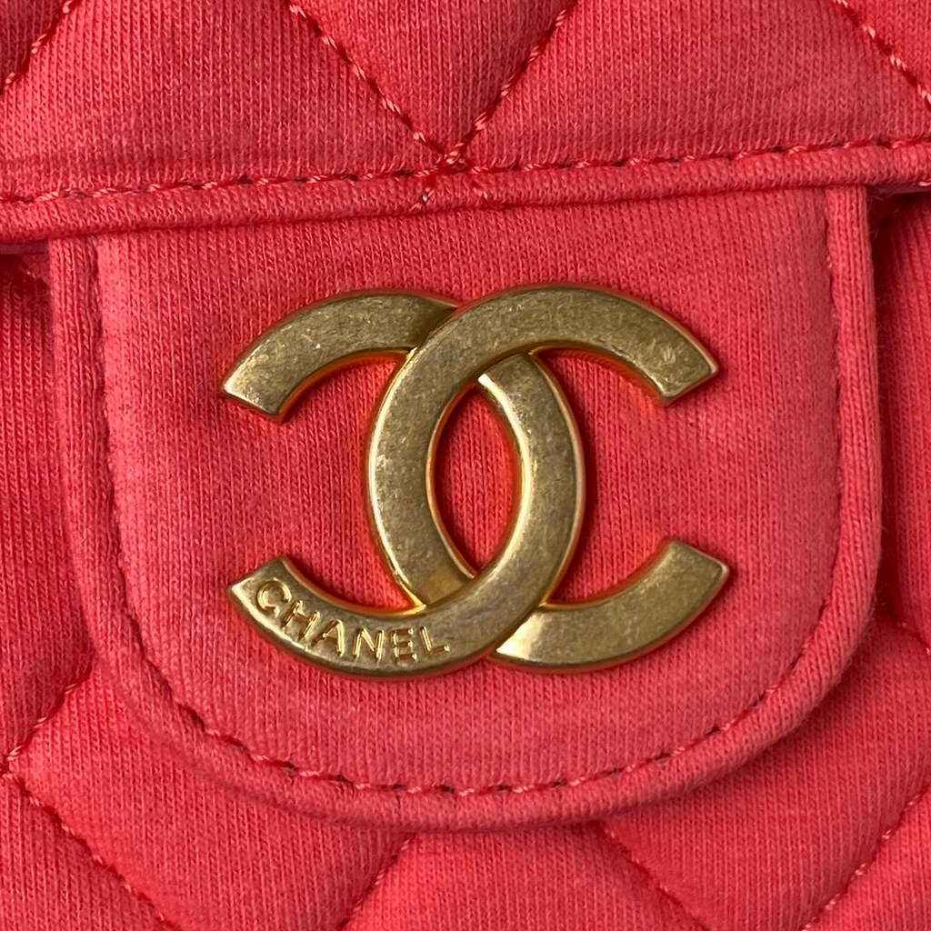 Chanel AS3690 Hobo Bag Wool Jersey Pink gold