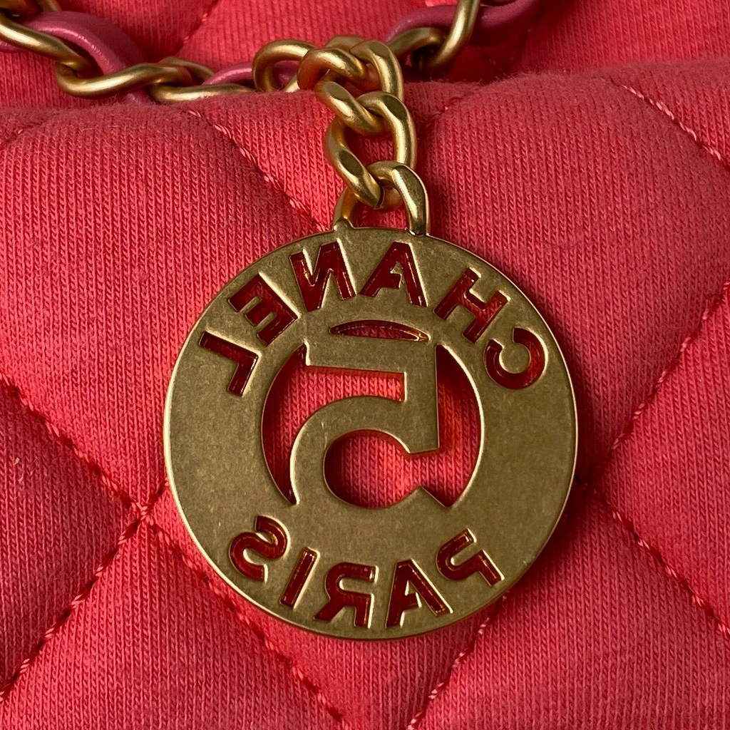 Chanel AS3690 Hobo Bag Wool Jersey Pink gold