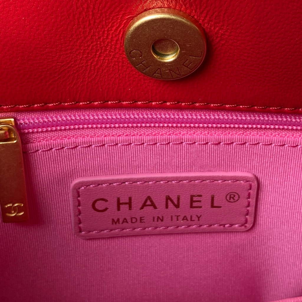 Chanel AS3690 Hobo Bag Wool Jersey Red gold