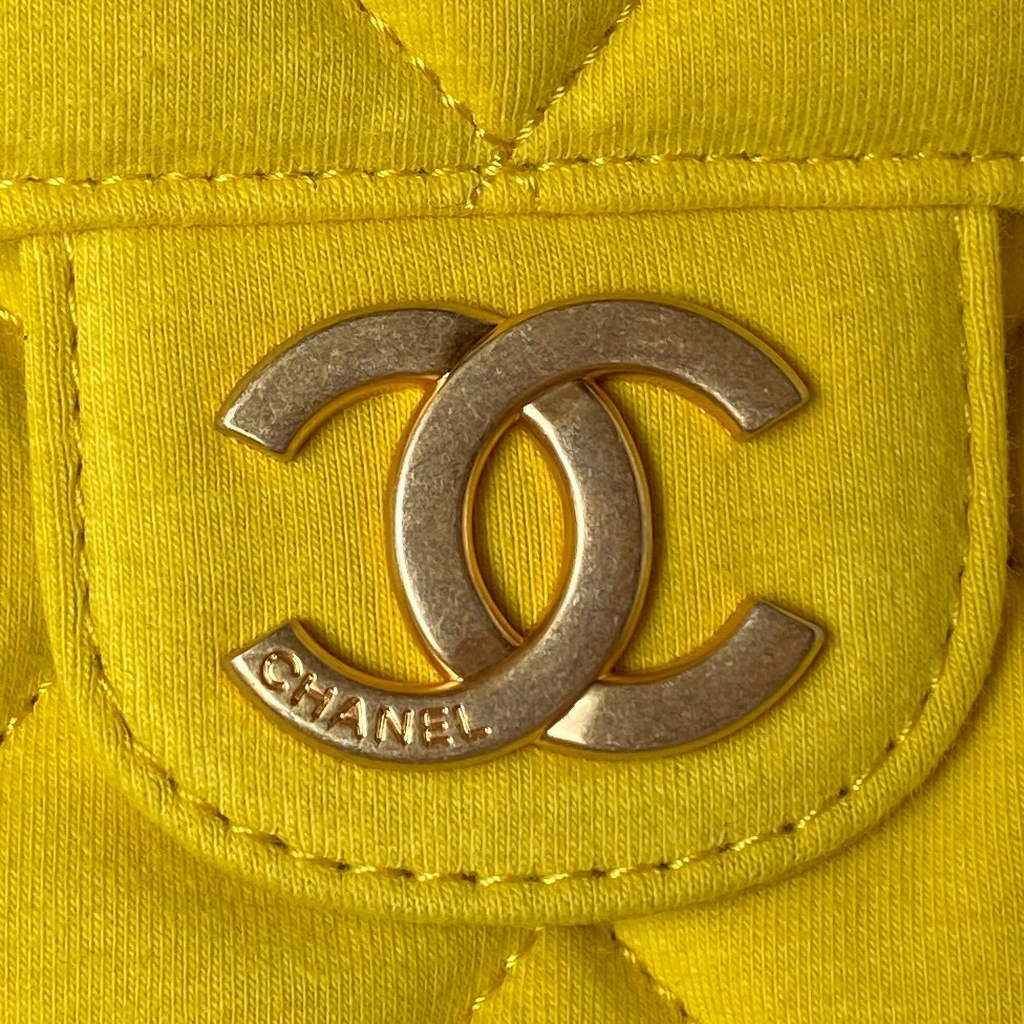 Chanel AS3693 Large Hobo Bag Wool Jersey Yellow gold