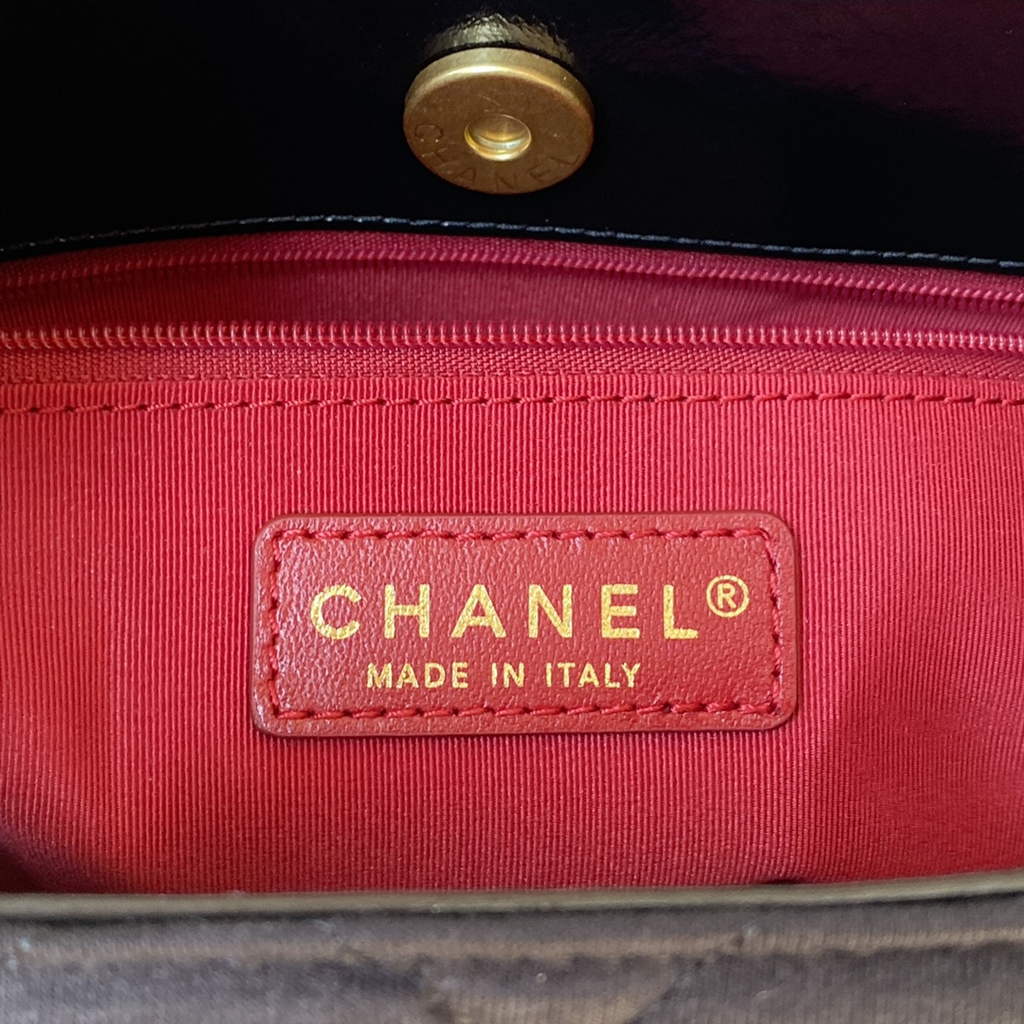Chanel AS3693 Large Hobo Bag Wool Jersey Black gold