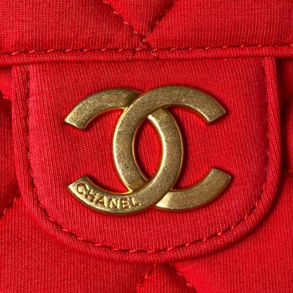 Chanel AS3693 Large Hobo Bag Wool Jersey Red gold