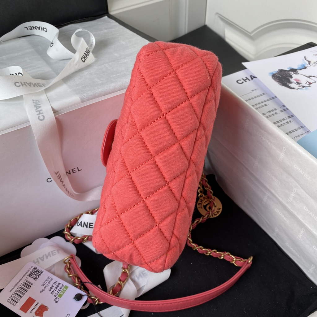 Chanel AS3710 Small Hobo Bag Wool Jersey Pink gold