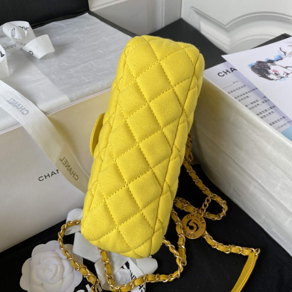 Chanel AS3710 Small Hobo Bag Wool Jersey Yellow gold