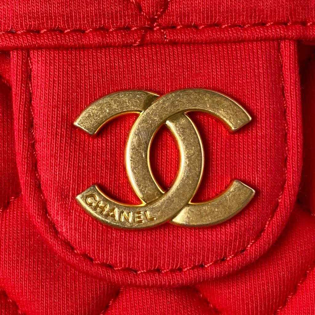 Chanel AS3710 Small Hobo Bag Wool Jersey Red gold