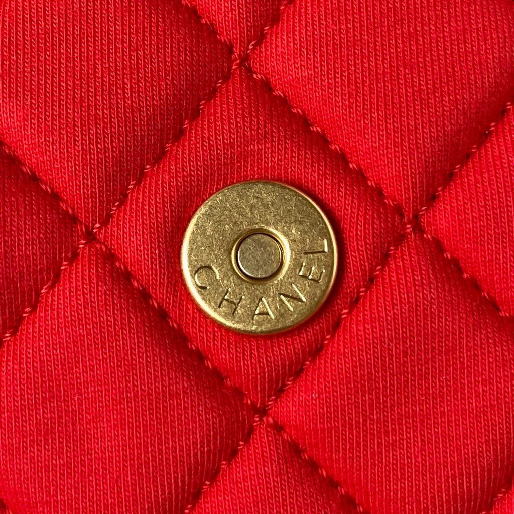 Chanel AS3710 Small Hobo Bag Wool Jersey Red gold