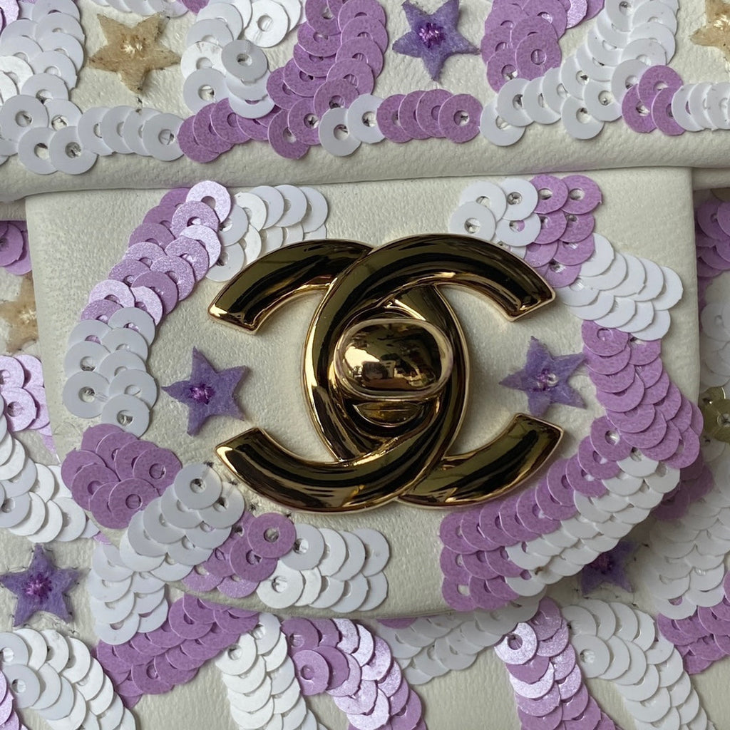 Chanel AS3736 Mini Flap Bag Sequins Purple