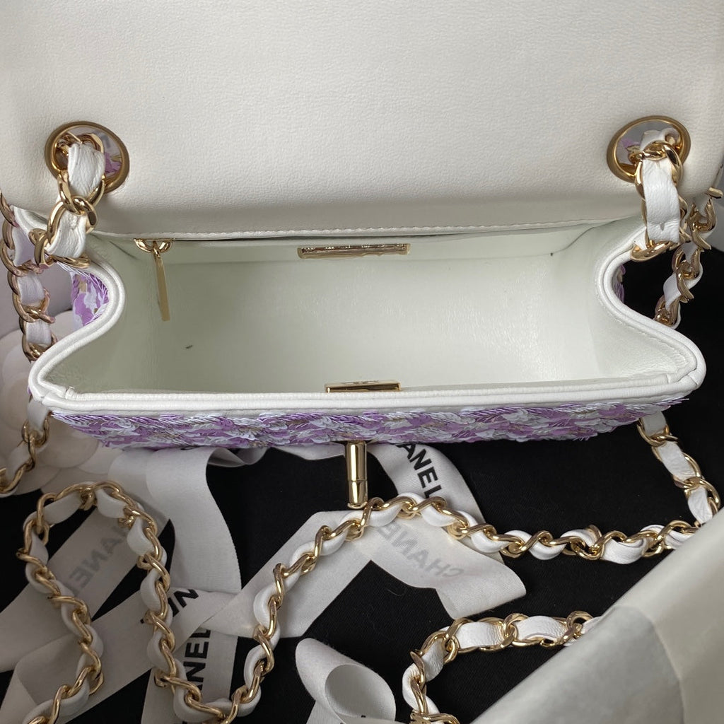 Chanel AS3736 Mini Flap Bag Sequins Purple