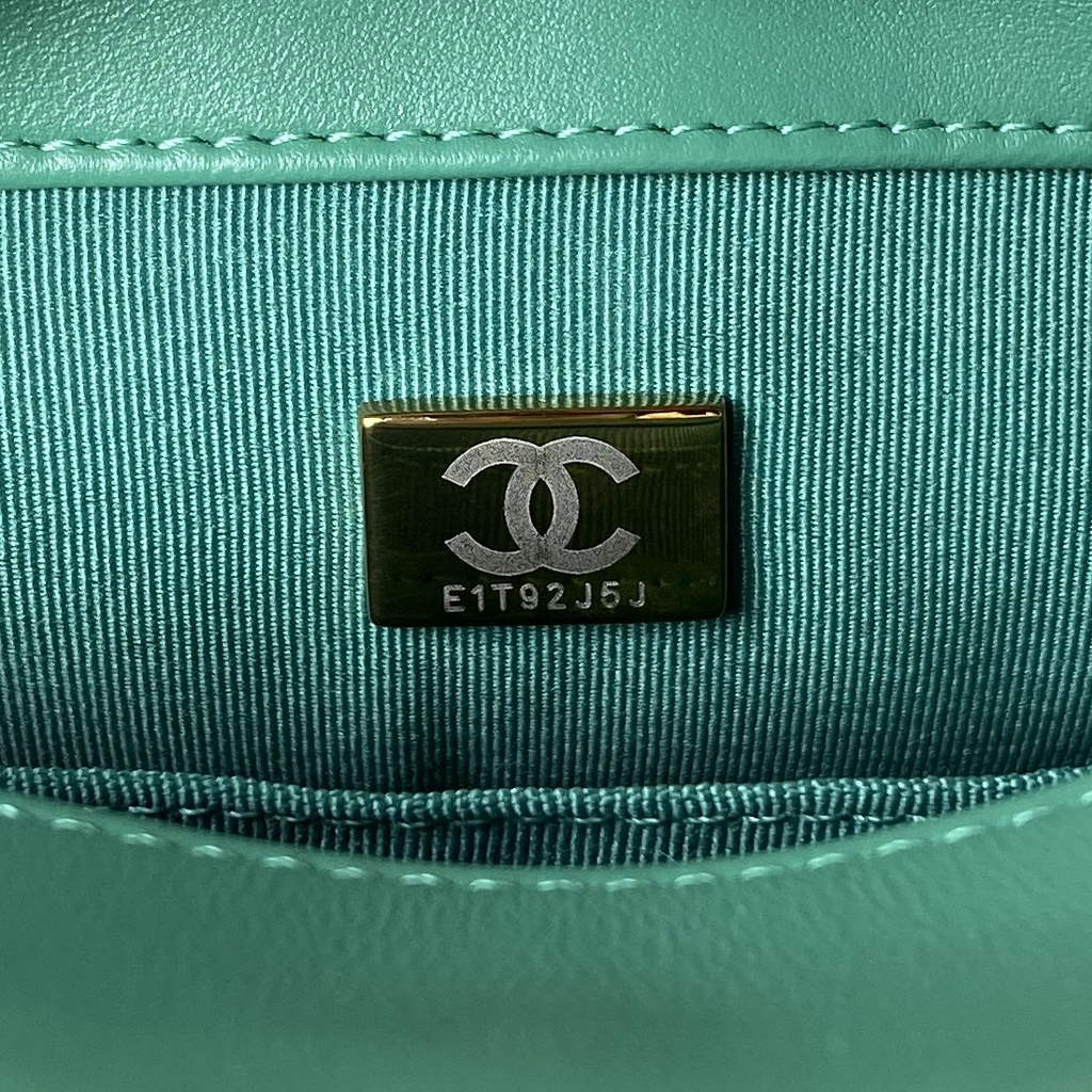 Chanel AS3748 Mini Flap Bag with Top Handle Lambskin Green