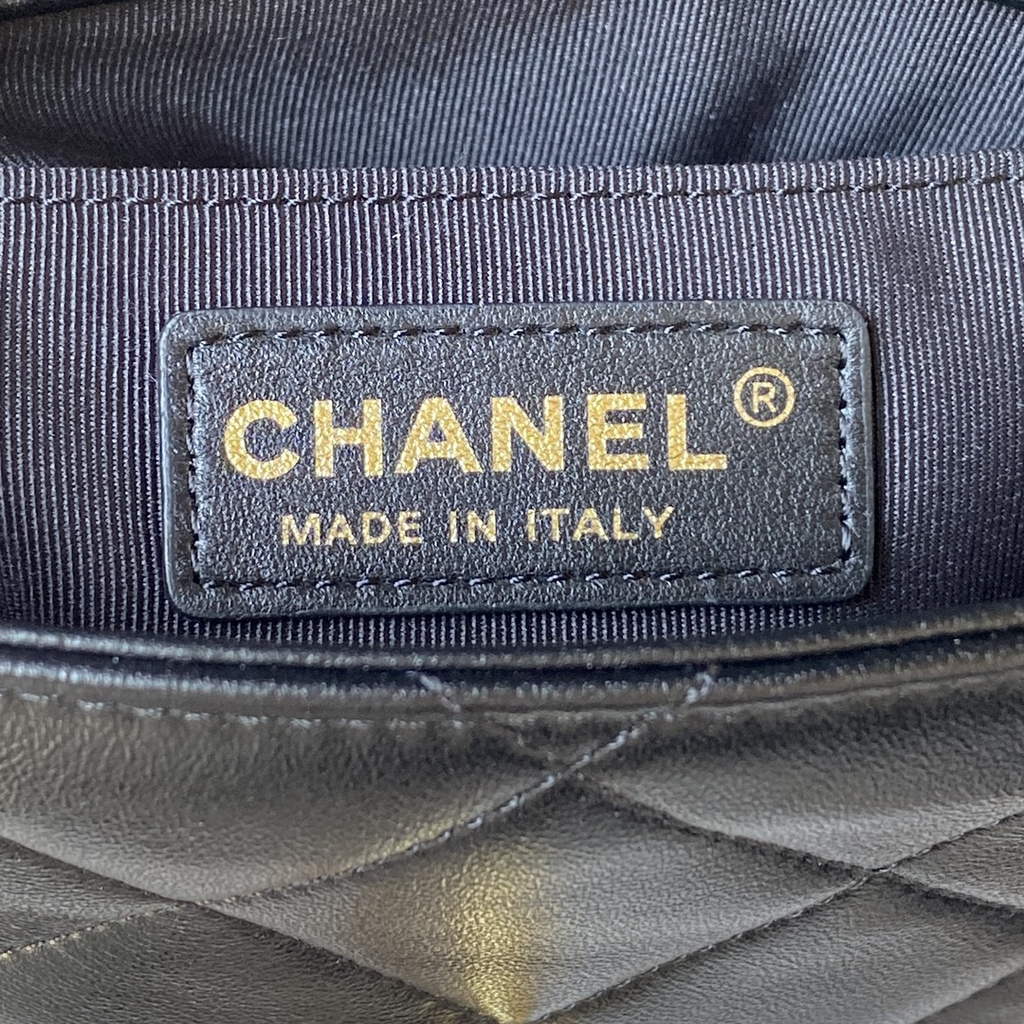 Chanel AS3748 Mini Flap Bag with Top Handle Lambskin Black