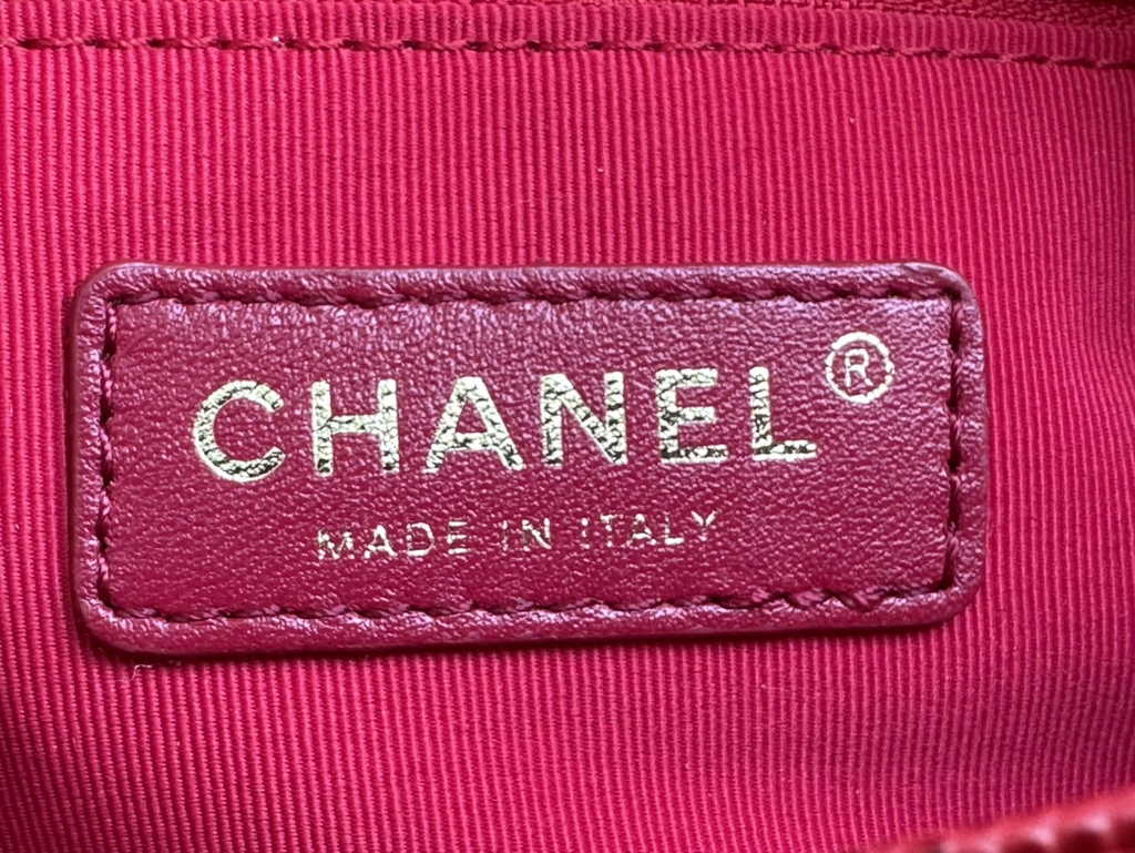 Chanel AS3757 Mini flap bag Grained calfskin gold-tone metal red