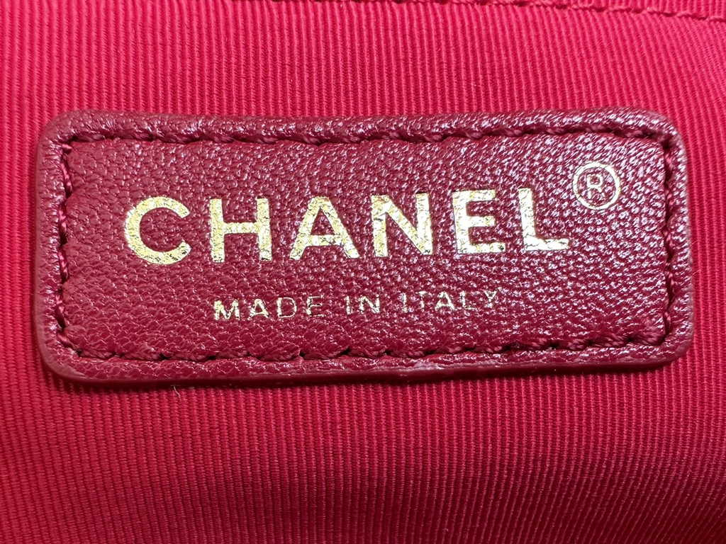 Chanel AS3777 Small flap bag Grained calfskin gold-tone metal Red