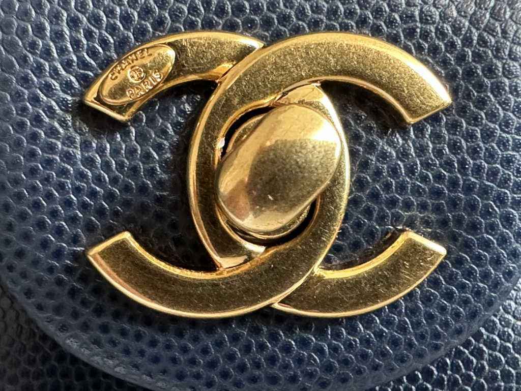 Chanel AS3757 Mini flap bag Grained calfskin gold-tone metal navy blue
