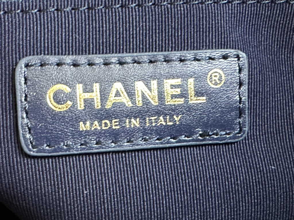 Chanel AS3757 Mini flap bag Grained calfskin gold-tone metal navy blue