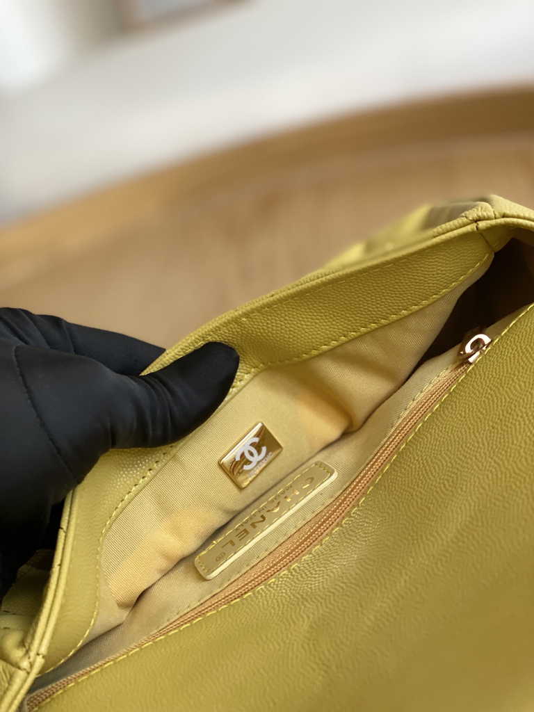 Chanel AS3757 Mini flap bag Grained calfskin gold-tone metal Yellow
