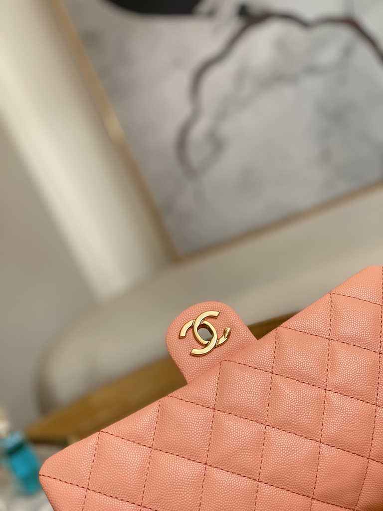 Chanel AS3757 Mini flap bag Grained calfskin gold-tone metal Pink