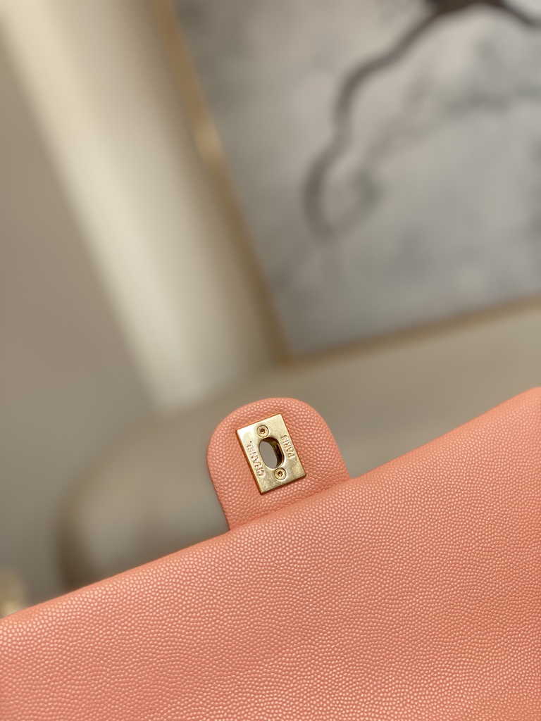 Chanel AS3757 Mini flap bag Grained calfskin gold-tone metal Pink