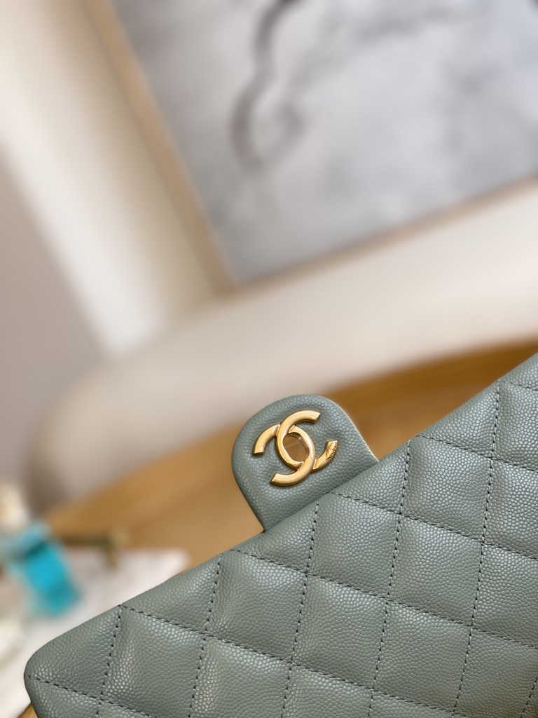 Chanel AS3757 Mini flap bag Grained calfskin gold-tone metal Blue