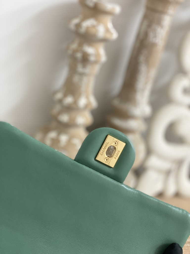 Chanel AS3757 Mini flap bag Lambskin gold-tone metal Green