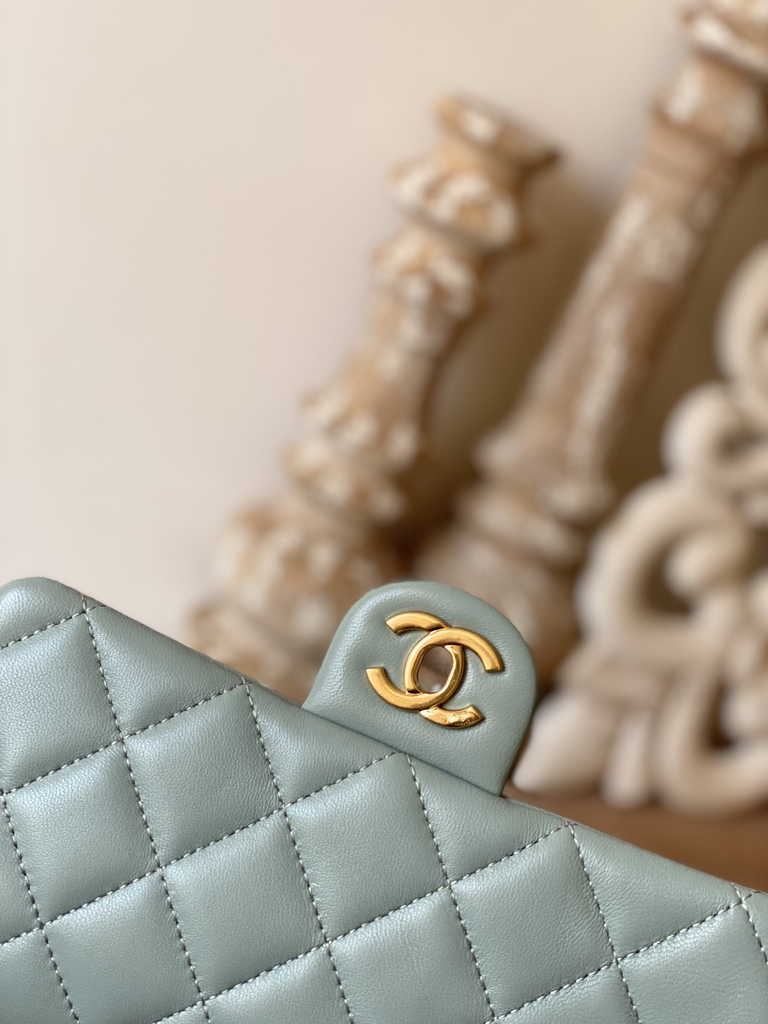 Chanel AS3757 Mini flap bag Lambskin gold-tone metal Blue