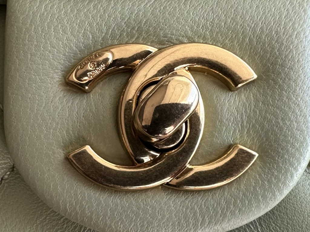 Chanel AS3777 Small flap bag Lambskin gold-tone metal Light Green