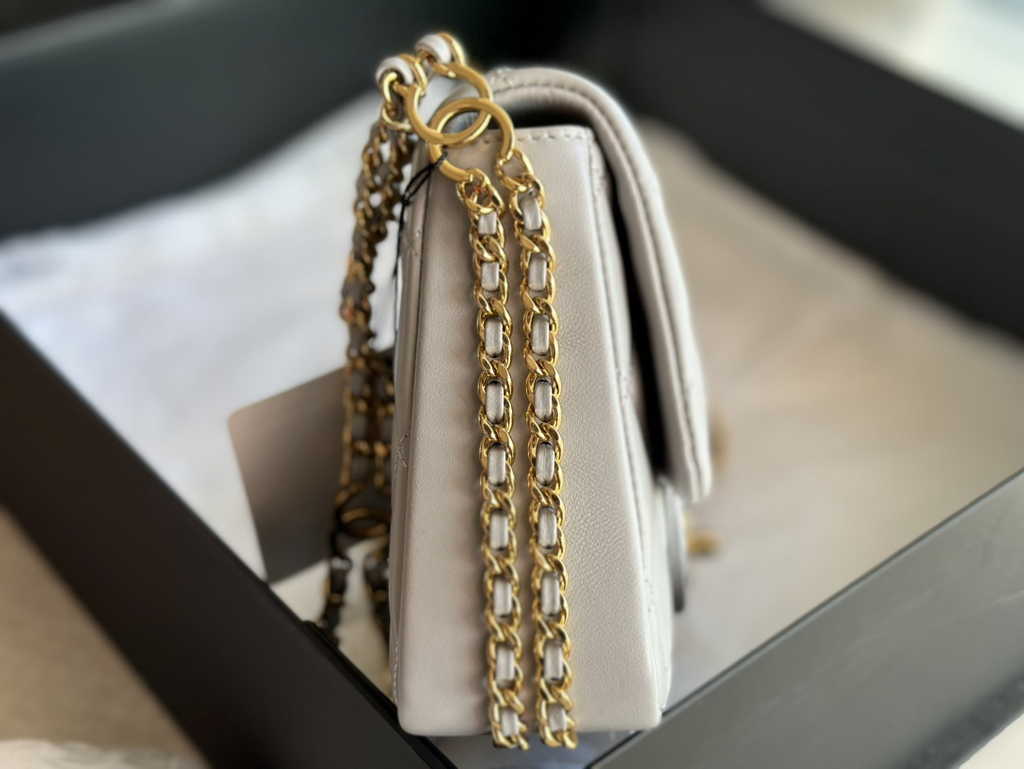 Chanel AS3757 Mini flap bag Lambskin gold-tone metal Gray