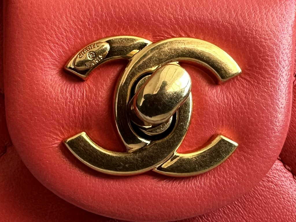 Chanel AS3757 Mini flap bag Lambskin gold-tone metal Red