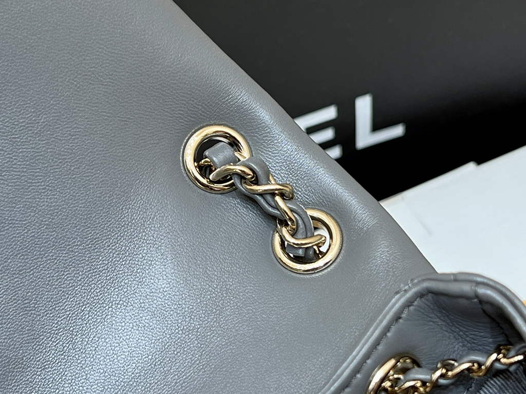 Chanel AS3787 Small Backpack Calfskin Gold-Tone Gray